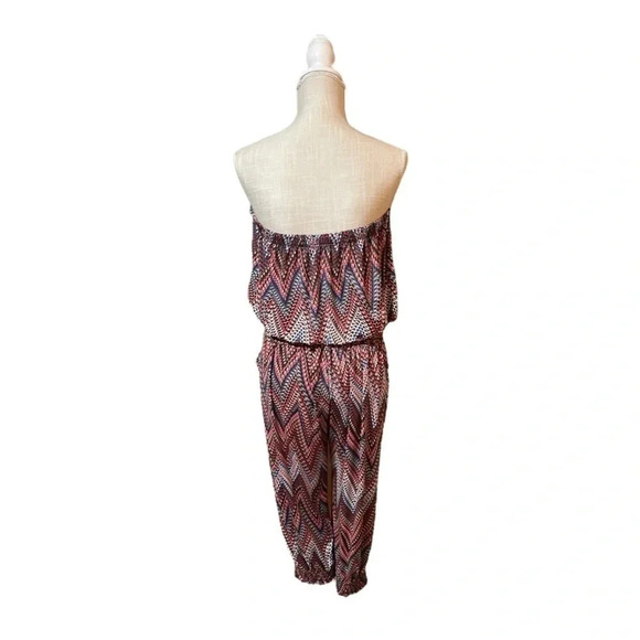 Maude Chevron Multicolor Strapless Bubble Capri Romper Y2K Fashion Womens size M - Picture 2 of 12